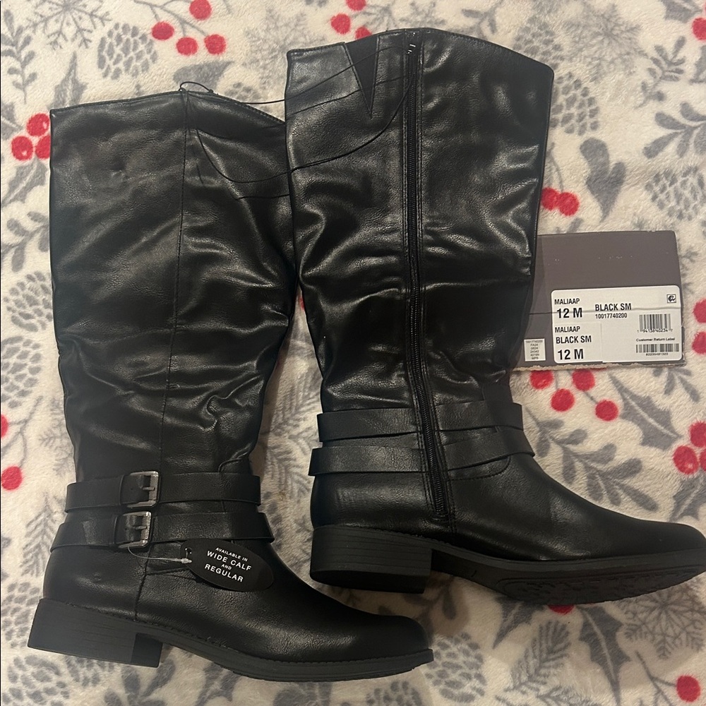 Brand New: style & co. Black Women's wide calf black Boots faux leather size 12